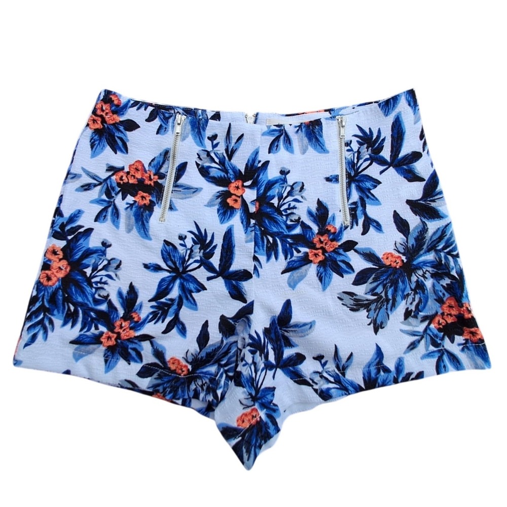 Sophie Rue Womens Blue Orange Floral High Waisted Shorts SR1551 Size S